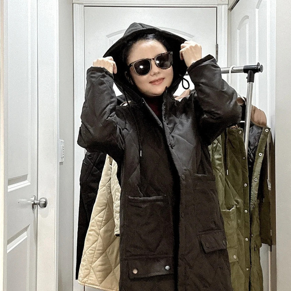 Long Thick Lightweight Winter Jackets & Winter Coat & Trench Coats size S~3XL - Picture 3 of 6